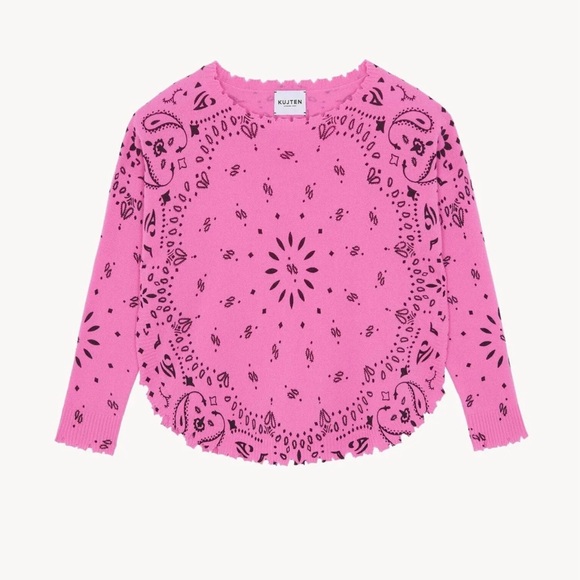 Kujten Sweaters - Kujten Women's Pink Bandana-Print Pullover Sweater